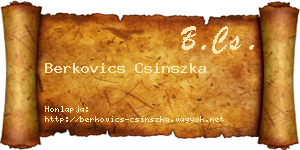 Berkovics Csinszka névjegykártya